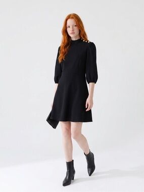 Nanette Lepore Black Mini Dress with Gold Buttons